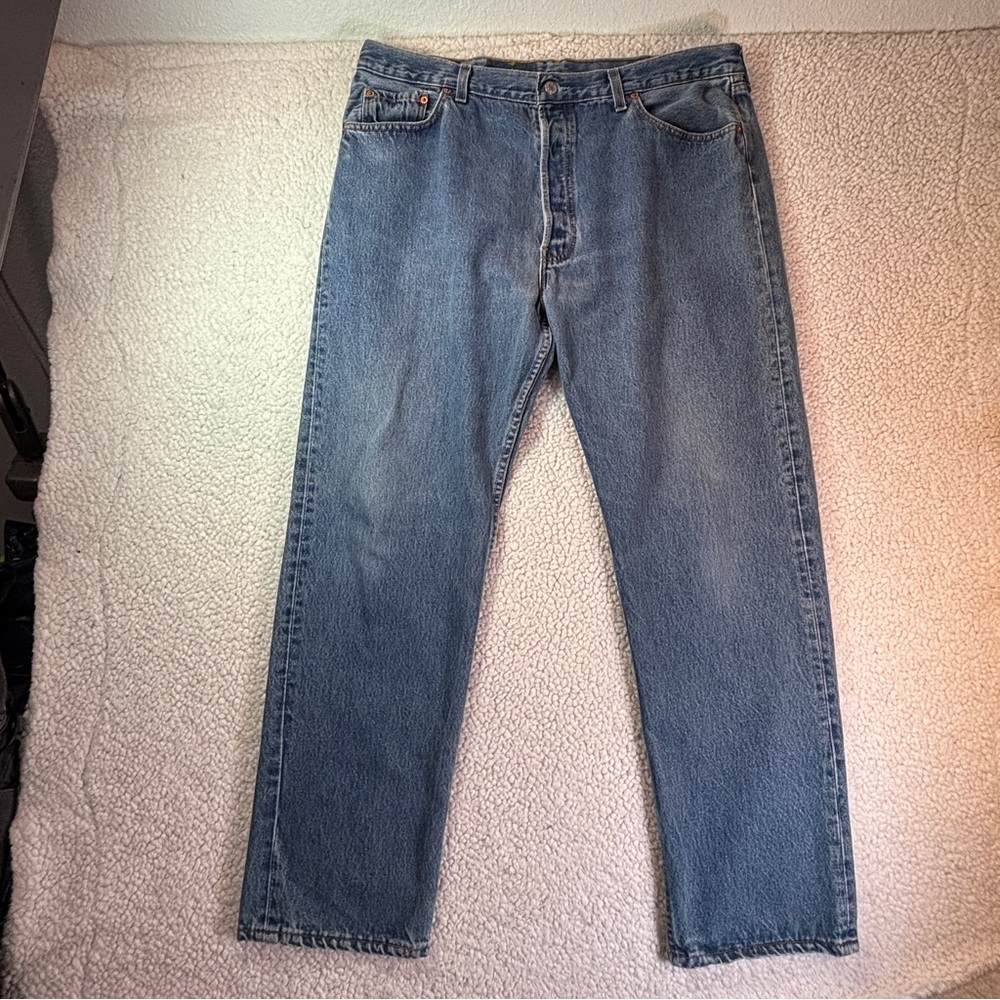 Vintage Levi’s 501 Button Fly Jeans Made in U.K. 90s Light Blue 38x32 Actual